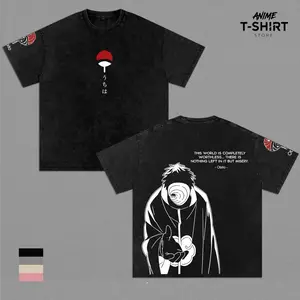 Obito Uchiha Naruto Anime Vintage Washed Shirt Wake Up To Reality Graphic Tee Akatsuki Manga Streetwear Oversized