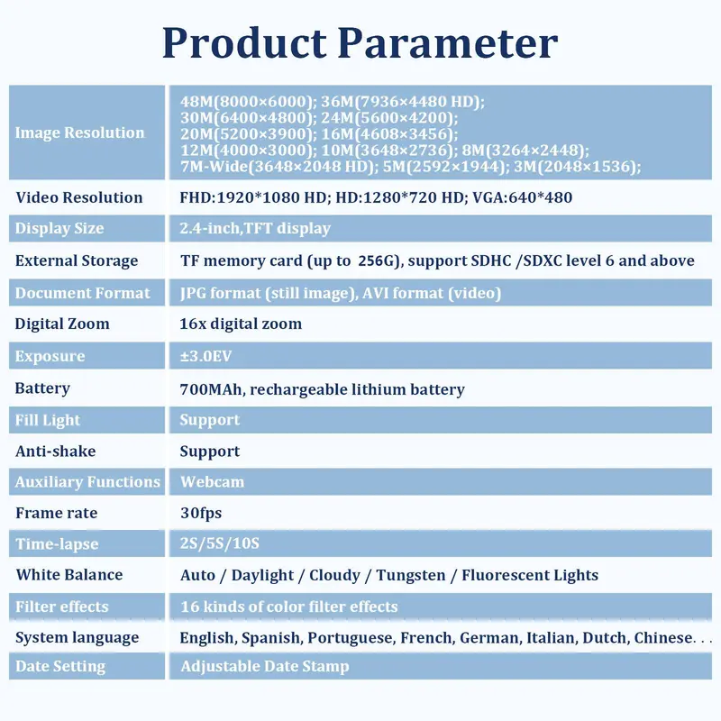 Auto Focus Digital Camera, 1 Count Full HD 1080P/48MP Mini with 32G Memory Card, Ff (F/3.2, f=7.36mm), 16x Zoom for Teenagers Beginners, Mini Camera, Electronic Portable Camera 4