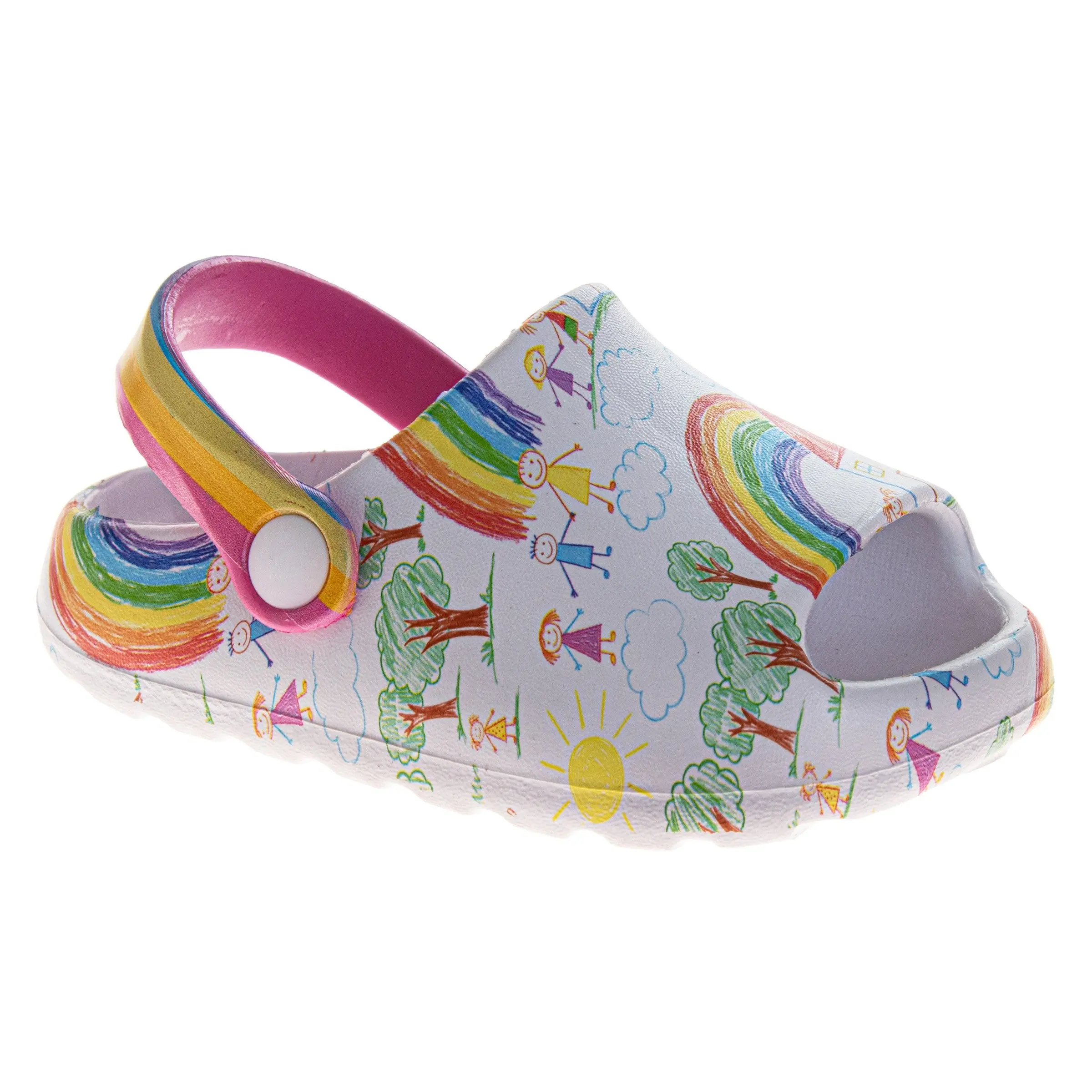 CrayolaÃ¢â€žÂ¢ Kids Rainbow Graphic Clogs with Adjustable Heel Strap Ã¢â‚¬â€œ Lightweight Slip-On Casual Shoes (Toddler)