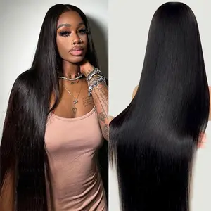 Bling Hair Smooth Straight 13x4 HD Transparent Lace Frontal Wig Brazilian 13x6 Lace Frontal Human Hair Wig For Women Prepluck Remy Hair 4x4 Lace Closure Wig