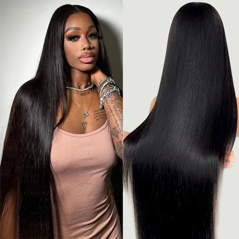 Bling Silky Straight Remy Brazilian Human Hair Lace Front Wig - 13x4/13x6 Frontal, 4x4 Closure, Invisible HD Transparent Lace, Human Hair Invisible, for Wedding, Shopping, Party