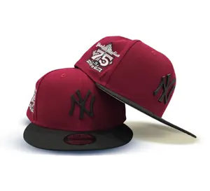Maroon Burgundy New York Yankees 9FORTY Snapback Hat, Black Embroidered NY Logo & Black Brim, 75th Anniversary Yankee Stadium Side Patch Cap, Grey Undervisor, Limited Edition 2026 Urban Streetwear Gorra premium, moda urbana