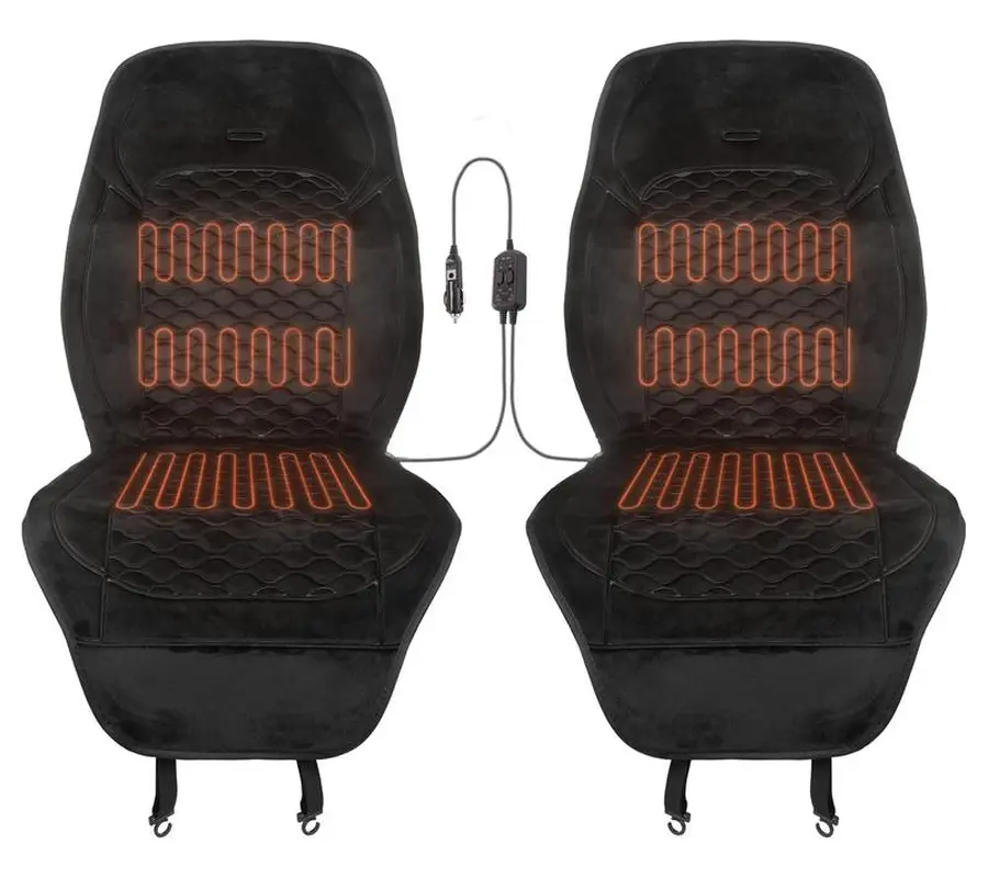 Stalwart Universal 12V Heated Seat Covers for Cars - Set of 2
