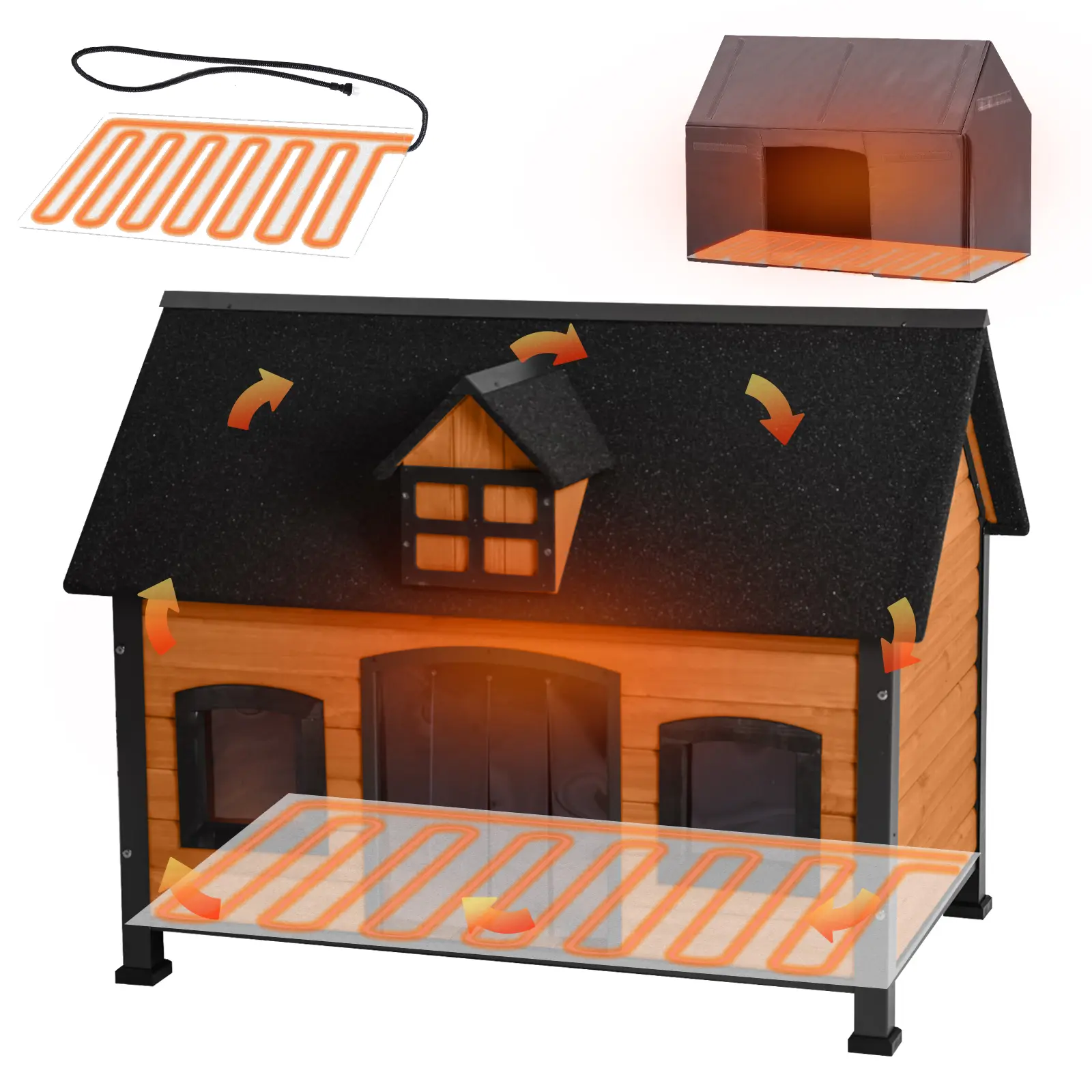 Aivituvin-AIR90-IN-HP Heated Outdoor Insulated Dog House| Heating Pad Inside | Dog Furniture