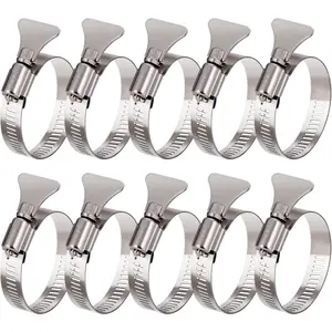 1 inch Hose Clamp, 10 Pack Adjustable 4/5"-1 1/2" Diameter Hose Clamps With Easy Turn Thumb Screw, 304 Stainless Steel Hose Clamps For Securing Hose, Automotive and Mechanical Applications