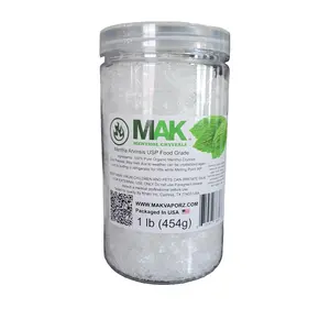 Mak Menthol Crystal 1 lb Pure Organic 100% Natural Menthol Crystals from Mint Crystal Mentha Arvensis In a Jar Flavor