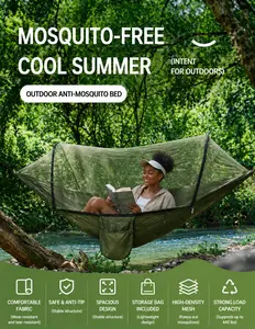 Ultra-Light Travel Camping Hammock Pop-up Net Hammock 440lbs Load Capacity,Breathable,Quick-Drying Parachute Nylon for Outdoor Backpacking Hiking