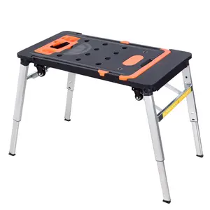 7-in-1 multifunctional portable folding workbench, the painted workbench can be as a workbench, scaffolding, platform, saw table, car repair bench, and a 4-wheel trolley