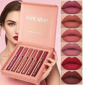 Long-lasting Matte Lip Gloss set, 6pcs Matte Liquid Lipstick, Waterproof Lip Glaze, Moisturizing Non-Stick Cup Nude Lipstick, suitable for all occasions, Great Gift Set for Girls, Valentine's Day gift