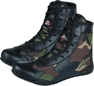 Right Punch Men's Boxing & Wrestling Shoes – Premium Leather, Ankle Support, Non-Slip Grip (Black Camo, Blue Camo, Red Camo, White Camo)