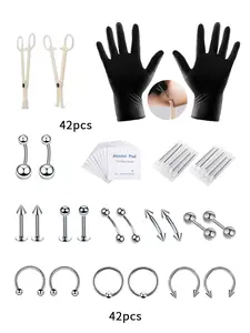 A mixed set of 42pcs puncture accessories, including nose rings, nose studs, eyebrow studs, ear studs, and lip studs, is suitable for daily wear, vacation dates, and other occasions. It is also a surprising and exquisite small gift