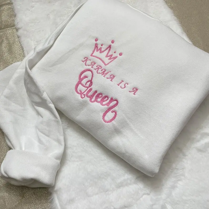 Karma Is A Queen| Y2K Style Embroidered Crewneck| Sweatshirt| I'm the problem