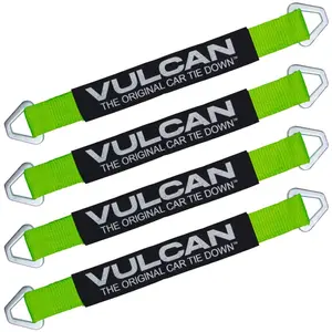 VULCAN Car Tie Down Axle Strap with Wear Pad - 2 Inch x 22 Inch - 4 Pack - High-Viz - 3,300 Pound Safe Working Load Polyester