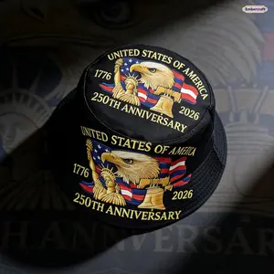 US 250th Anniversary Independence Day Bucket Hat, Unisex Sun Protection Basin Hat, Patriotic Printed Hat for Men & Women, Outdoor UV Protection, Perfect for July 4th Celebrations & Summer Events