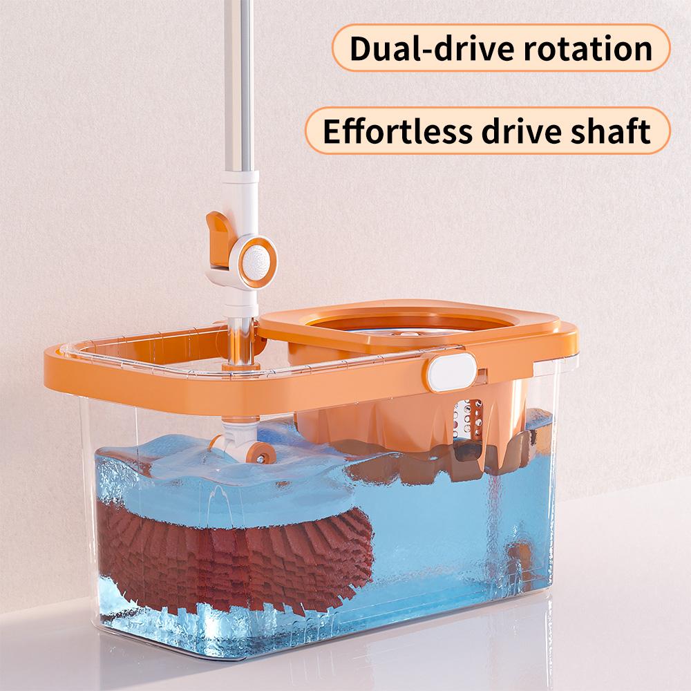 Mop Bucket Set with 360° Spin Mop and Bucket System 2 Microfiber Heads for Various Floor Cleaning Orange & White Extendable Stainless Steel Rod Mop Bucket Set with 360° Spin Mop and Bucket System 2 Microfiber Heads for Various Floor Cleaning Orange & White Extendable Stainless Steel Rod