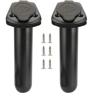 2 Pcs Kayak Deck Plastic Flush Mount Fishing Boat Rod Holders and Cap Cover Fishing Tackle Accessory Tool