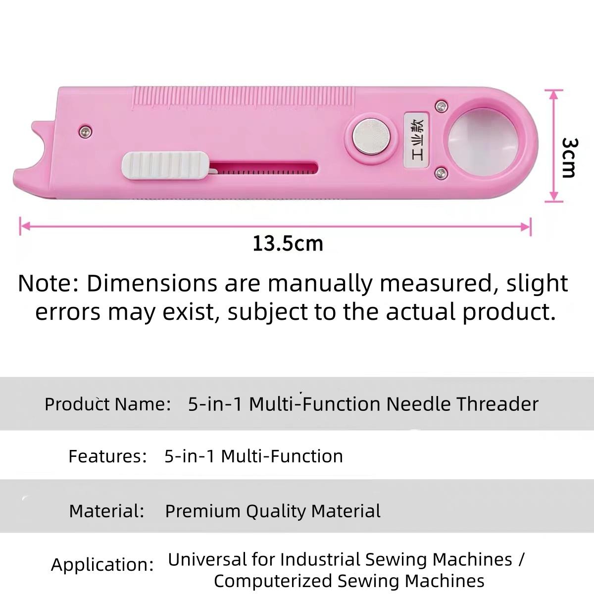 5-in-1 Sewing Needle Threader with Seam Ripper, Magnifying Glass, Ruler & Magnetic Storage - Industrial & Domestic Sewing Machine Accessory