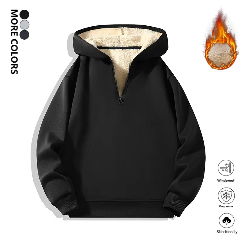 Clean Gent men’s hooded sweatshirt—thick fleece lining for warmth; stylish, comfortable, loose fit with drawstring hood; autumn/winter menswear; men’s casual hoodie with zippered pockets; suitable for winter and autumn; great as a gift; ideal for everyday