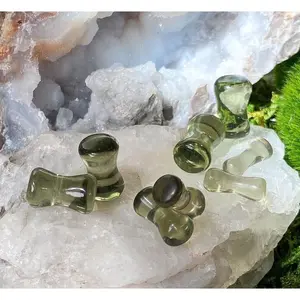 PAIR Smoke Murano Glass Plugs Tunnels Earlet Gauge Pierced Body Piercing Jewelry