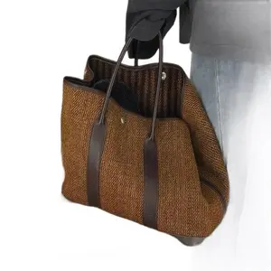 Women's Retro Handwoven Large-Capacity Tote Bag - Minimalist Versatile Gym Commuter Everyday On-the-Go Shoulder Bag for Outdoor Casual Use, Everyday Bag, On-The-Go Shoulder Bags