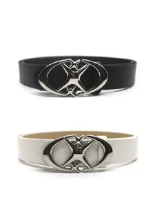 Fashion Simple Casual Jeans Belt, Oval Star Decor Pu Buckle Belt, Ideal for Gifts, Fashion Accessories for Men and Women