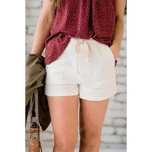 Rope Drawstring Cuffed Shorts