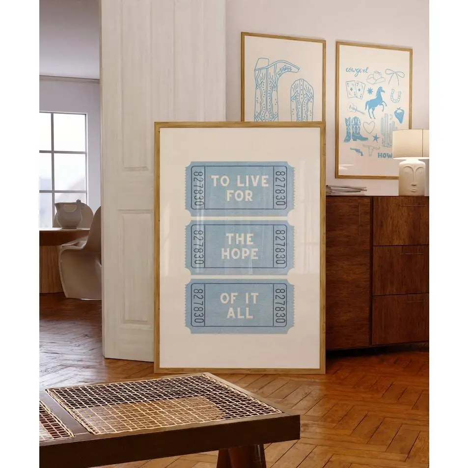 August Poster, To live for the hope of it all, Coquette room decor, Movie ticket stub print, Wall Art, Dorm Room