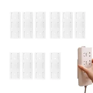 10 Counts Self Adhesive Power Strip Holder, Punch-Free Socket Fixer for Kitchen/Office, Durable Acrylic Adhesive Pad, Mixed Colors, Holds Surge Protectors & More