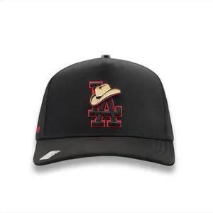 LA Hat - Black with Red and Gold Logo - Adjustable Baseball Cap for Men and Women