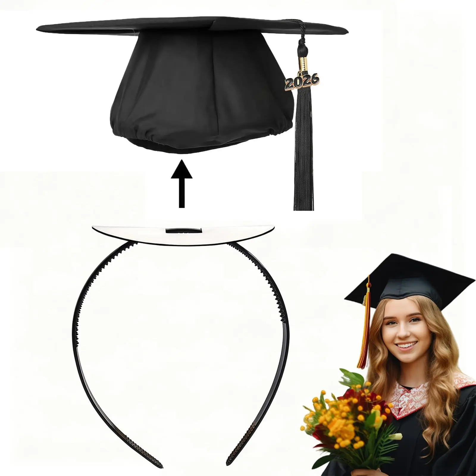 Non-Slip Grad Cap Headband, Comfortable Plastic Insert with Secure Grip to Protect Hairstyles During Commencement, Fits Most Head Sizes, Non Slip Headbands, Commencement Headbands