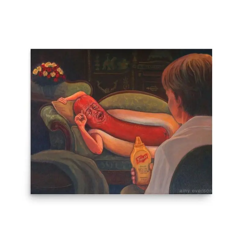Paint Me with One of Your French's Mustards — Titanic Parody Hot Dog Art - [No Frame]