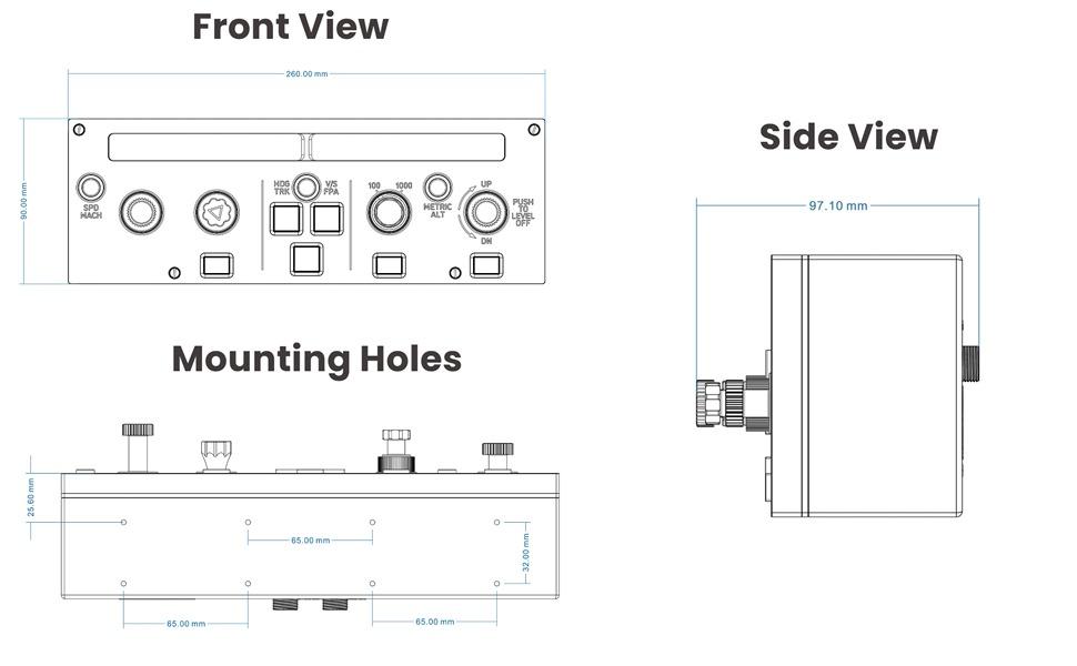 Cockpit Simulator 320 Series FCU-C, 1:1 Scale Flight Simulator Training-Inspired Control Panel, Metal Construction, USB Plug & Play, PC Compatible