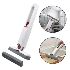 Mini Cleaning Mop, Sponge Mop, Squeegee Mop, Dry Wet Dual Use, Lightweight, 1/2 Sponge Heads & Intuitive Squeeze Handle, Bathroom Kitchen Table Glass Living Room Car