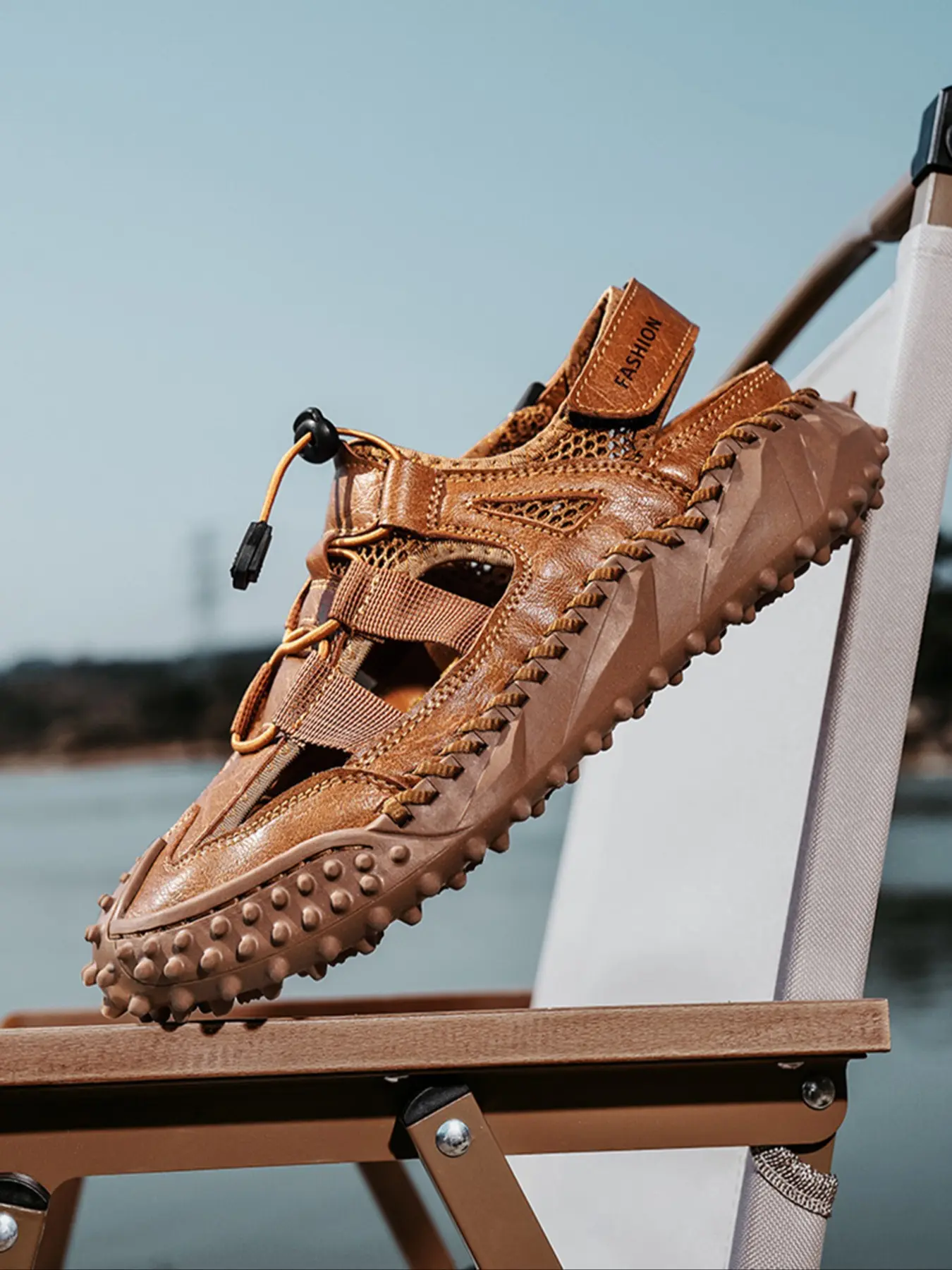 Men's Handmade Outdoor Beach Sandals, Comfortable Breathable Casual Style, Round Toe Walking Shoes, Perfect for Daily Wear
