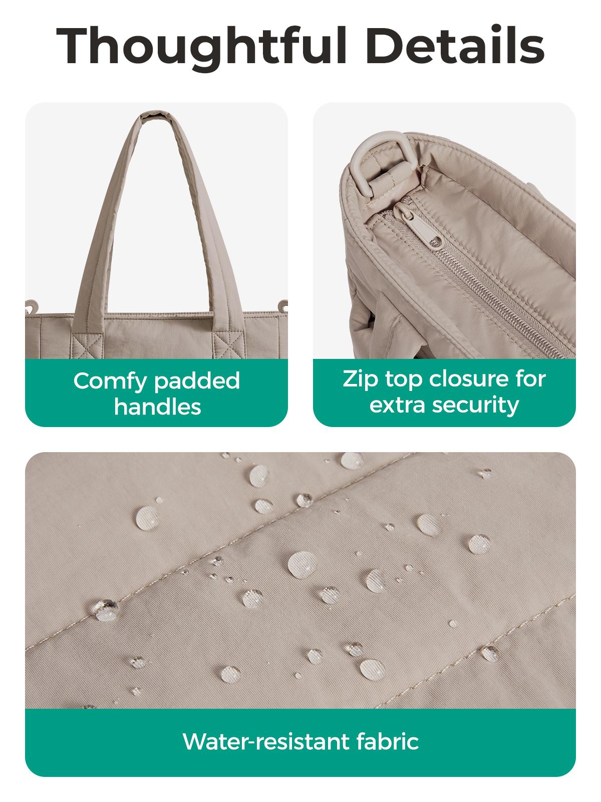 【NEW IN】BAGSMART Upgraded Mini Bubble Puffy Tote Bag Longer Length Added Shoulder Strap Durable Quilted Laptop Tote for Travel Work SpringStatements