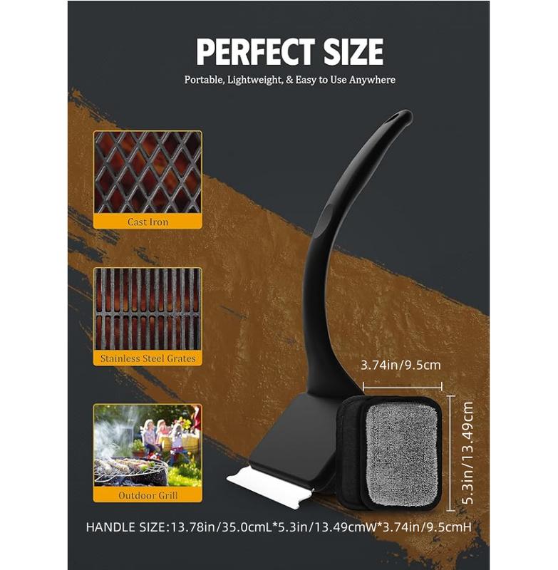 Grill Brush Bristle Free, Grill cleaner Brush With 5 BBQ Replacement Head For Cast Lron, Stainless Steel Grates, Safe Grill Scraper Qutdoor BBQ Grill, Perfect Gift for Family, Household，St. Patrick's gift