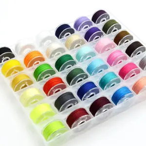 36 Pcs Bobbins and Sewing Threads Prewound Bobbin Thread with Storage Plastic Case