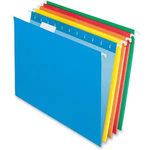 Hanging File Folders, Letter Size, Assorted Colors, 1/5-Cut Adjustable Tabs, 25 Per Box (81663)