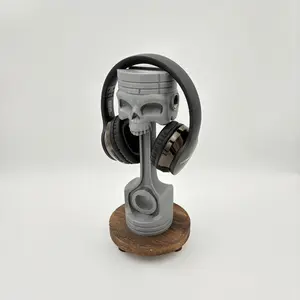 Piston Reaper Headphone Holder - Skull & Engine-Inspired - Approx. 3.5" x 3.5" x 11"