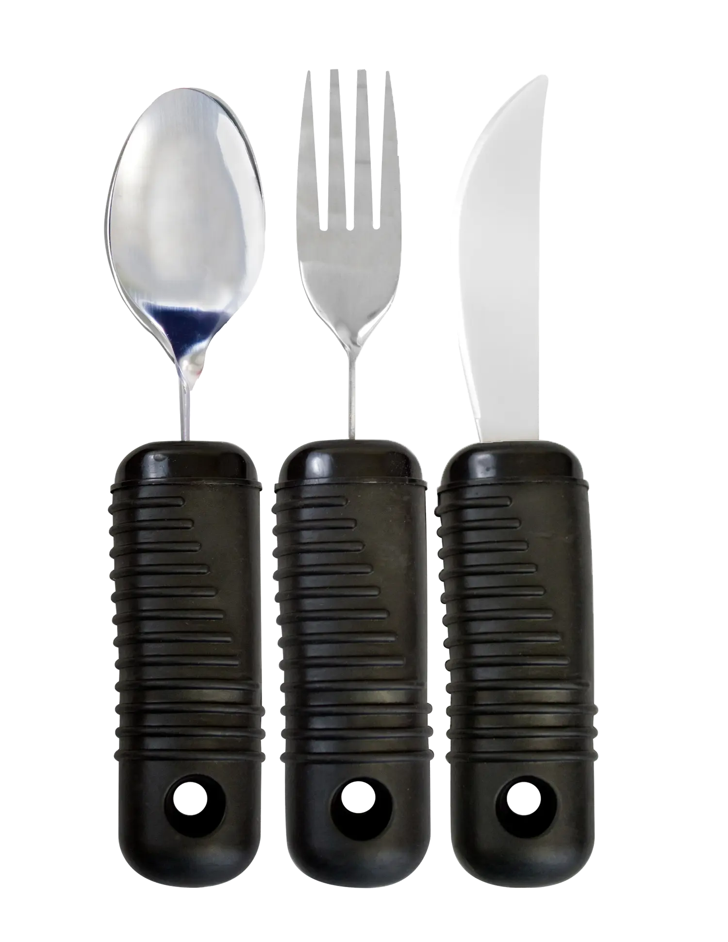 3 Piece Super Easy Grip Flatware Set - Bendable Built Up Utensils - Fork, Knife, and Spoon (Standard)