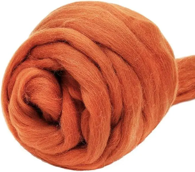 3.53oz Wool Roving White Felting Wool Needle Felting Wool Wool Felting Supplies, Pure Wool, Chunky Yarn, Spinning Wool Roving for Needle Felting Wet Felting DIY Hand Spinning (Brown)