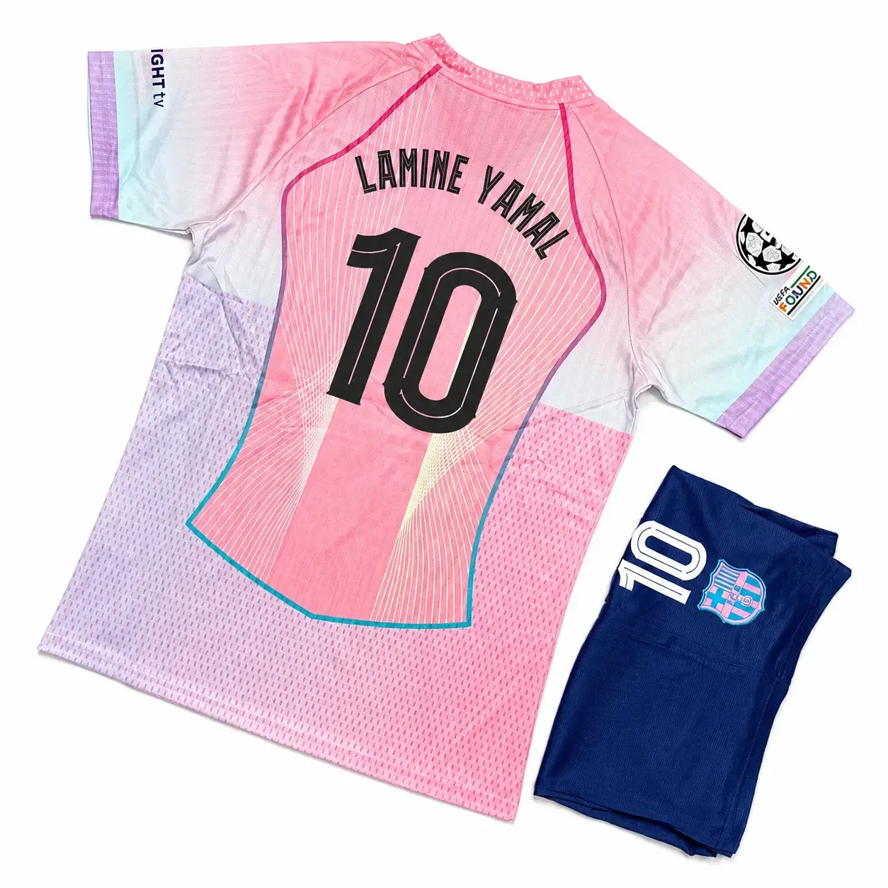 Pink V-Neck Football Kit, Retro Soccer Jersey and Matching Shorts Set, Unisex Sports Uniform, Casual Streetwear Fan Outfit