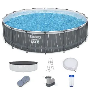 Bestway Steel Pro MAX 18' x 48" Round Above Ground Pool Set w/LED Light & Remote Bestway Steel Pro MAX 18' x 48" Round Above Ground Pool Set w/LED Light & Remote