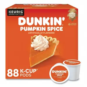 Dunkin' Pumpkin Spice Coffee, K-Cup Pods, Medium Roast, 22/Box, 4 Boxes/Carton