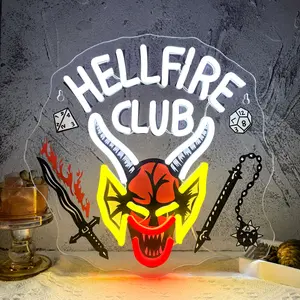 Hellfire Club Stranger Things Led Neon Signs - Demo’neon Gorgon and 'Demo' Dimmable USB-Powered for Bedroom, Game Room & Halloween Decor - Unique Gift for Fans, Men & Women - Cool 80s Retro Sci-Fi Lighting