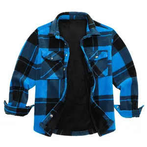 Zaitun Men's Plaid Fleece-Lined Shirt Jacket Warm Winter Flannel Shacket with Soft Inner Lining Button Front Chest Pockets & Lapel Collar Comfortable Polyester Fabric for Daily Wear Hiking & Outdoor