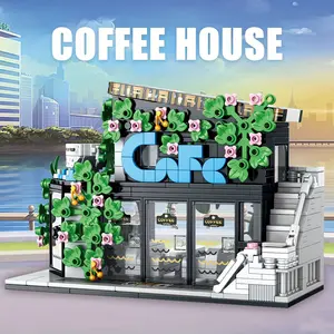 Coffee Flower House Building Set - Model Cafe with Piggy Bank System, Interchangeable Display Layout and Miniature Coffee Shop Decoration, Creative STEM Toy, Suitable for Children, Birthday/Christmas/Holiday Gift (No Assembly Required)