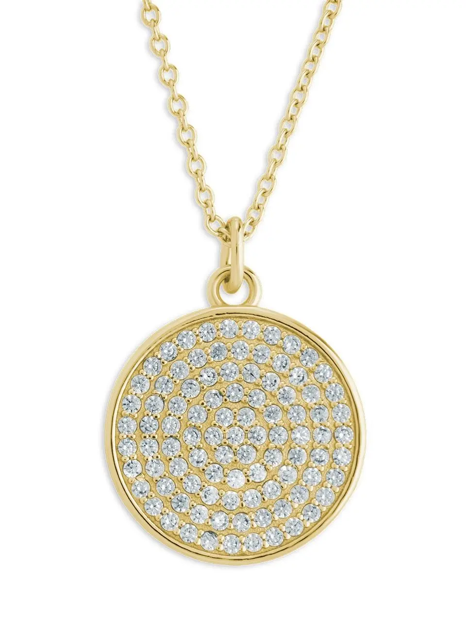 Pave CZ Circle Pendant Necklace