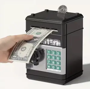Automatic Rectangular ABS Plastic Piggy Bank - Durable Mini Secure Safe with Password Counter, Code Lock, Light, Coin/Cash Saving Function - Home Supply, Child Gift