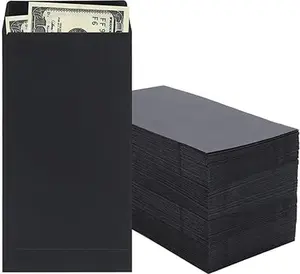 200 Pack Cash Envelopes 3.5x6.7 Fit for Envelope Money Saving Challenge, 120 GSM Thick Money Envelopes for Cash, Budgeting, Check, Coin, Tickets, Jewelry, small items & collectables (Black)